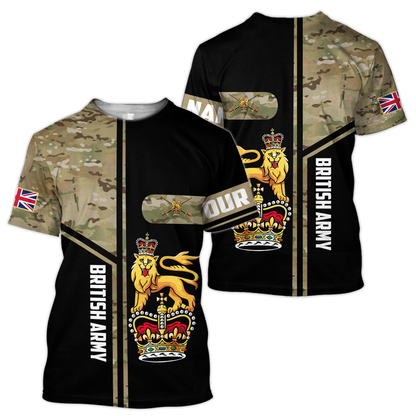 Custom name British Army Camo 3D Design print shirts