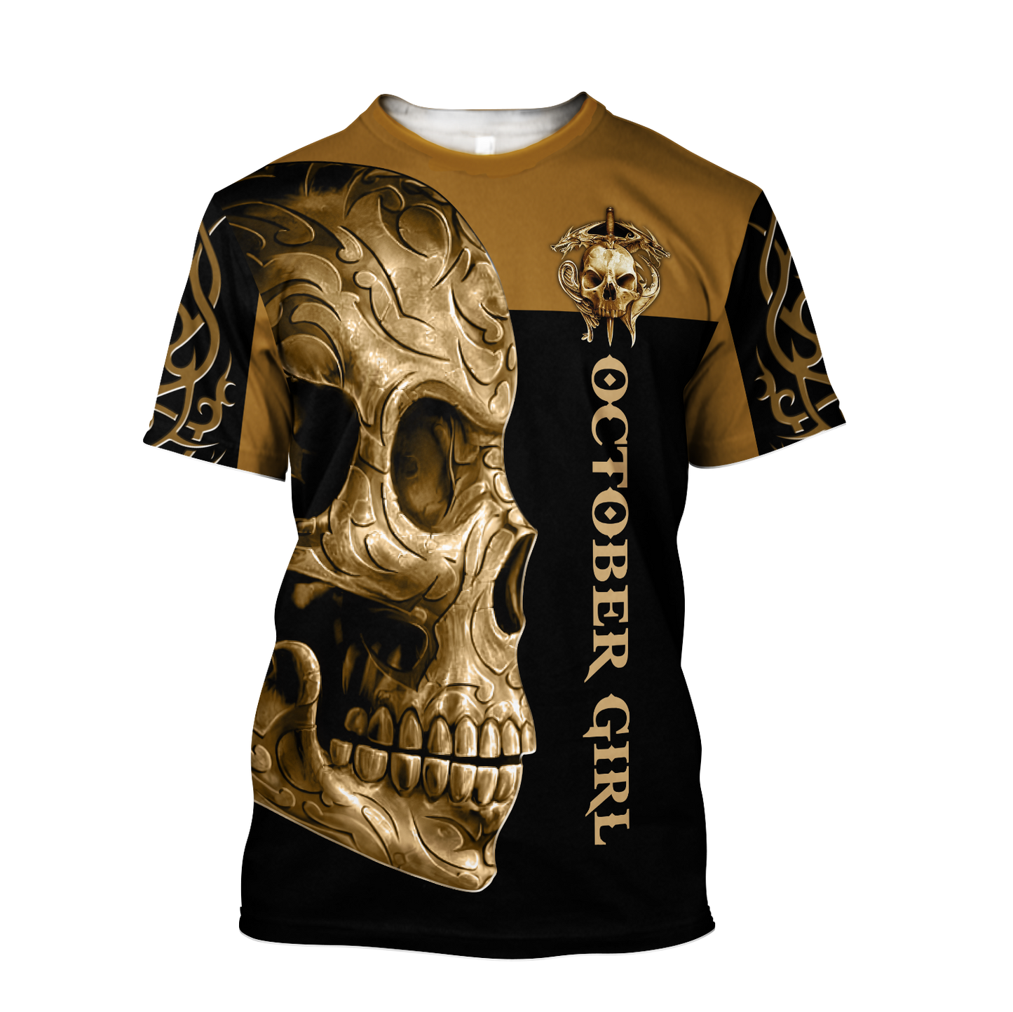 October Girl Skull 3D All Over Printed Shirts For Men and Women MH28062101