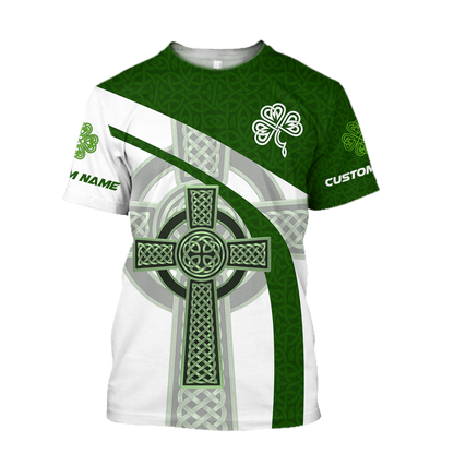 Custom name Irish Celtic Knot Cross 3D Design print shirts