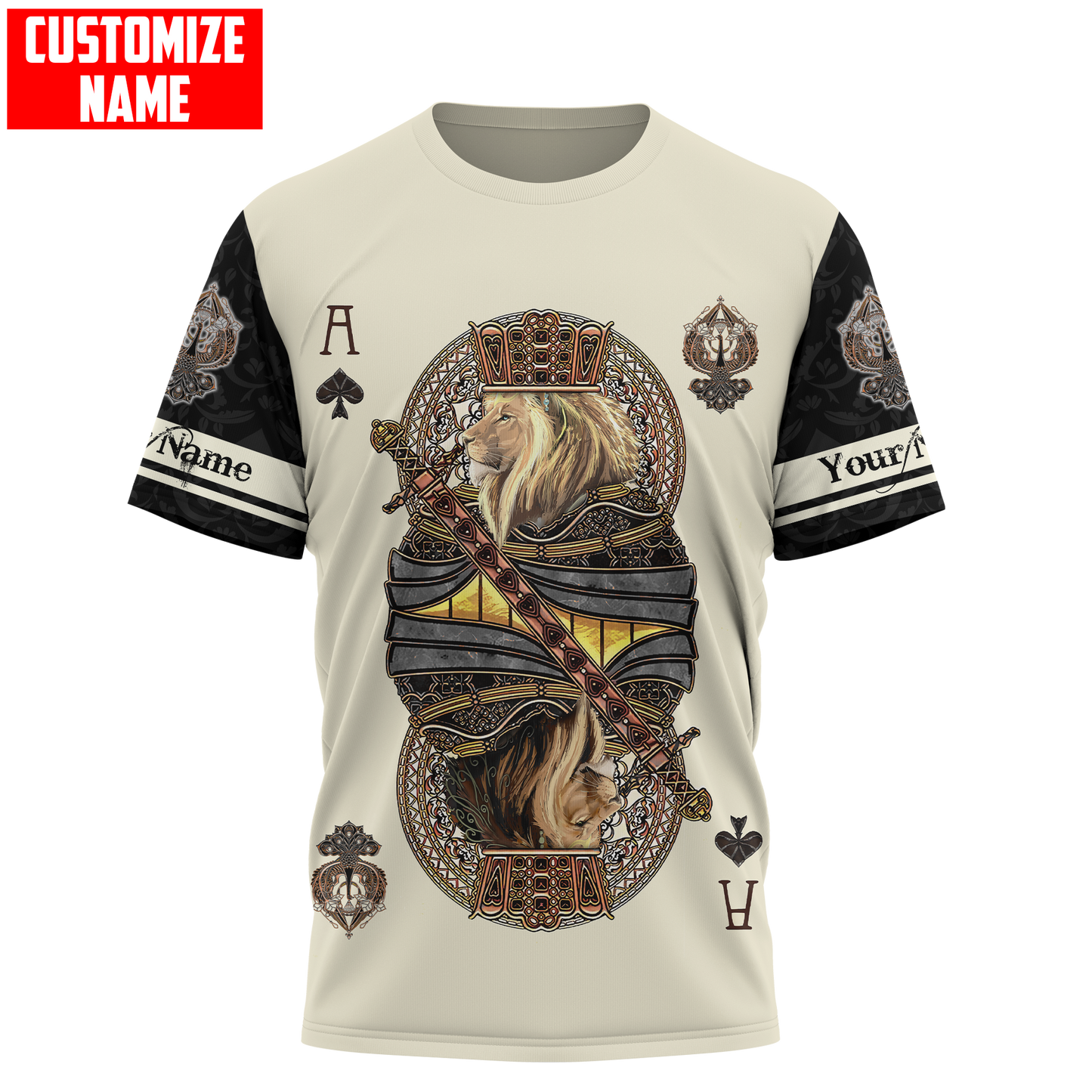 Gift For Dad Custom Name King Hearts Lion Poker 3D All Over Printed Shirts For Dad
