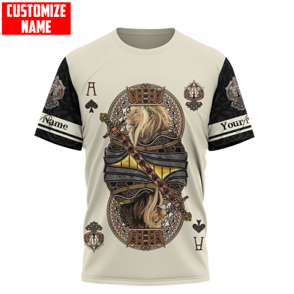 Gift For Dad Custom Name King Hearts Lion Poker 3D All Over Printed Shirts For Dad