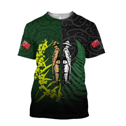 The ode remembrance Kiwi and Australia Soldier 3D print shirts