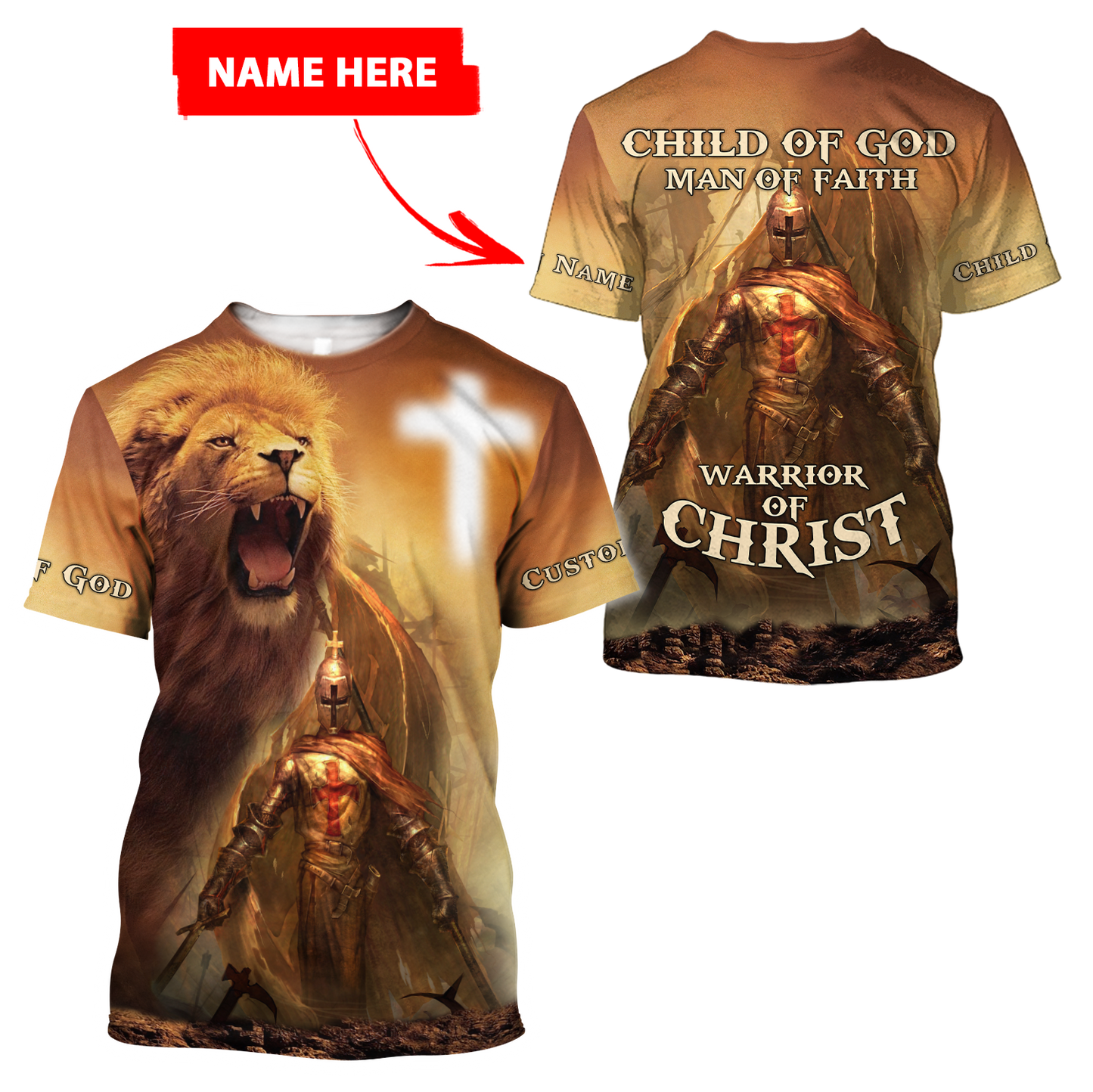 Lion Jesus Knight Templar 3D All Over Printed Shirts