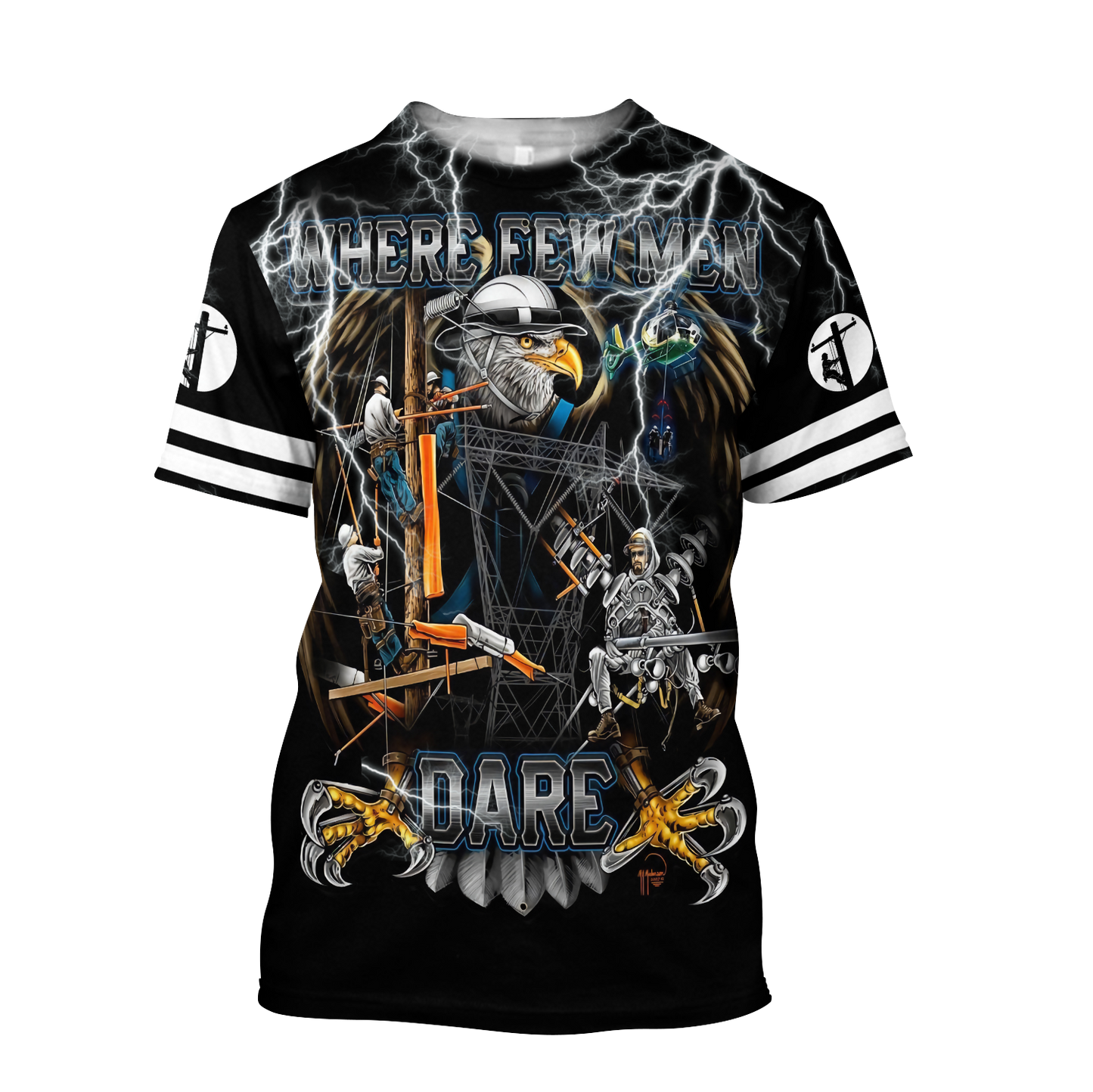 Premium Personalized 3D Printed Lineman Shirts Where Few Men Dare MEI