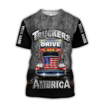Premium Customized Name 3D All Over Printed Unisex Shirt For Trucker