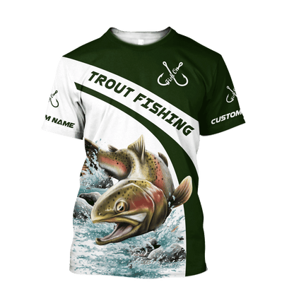 Custom name Trout gone fishing 3D printed shirts