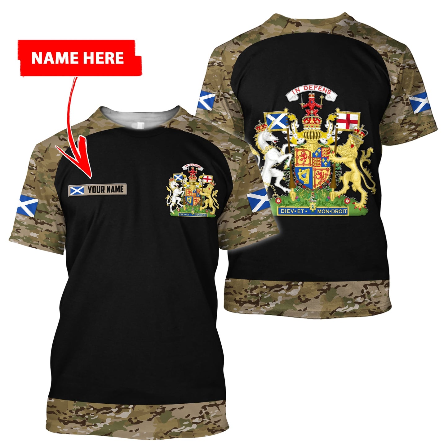 Custom Name XT Scottish Coat of Arms 3D Printed Shirts Pi13042104
