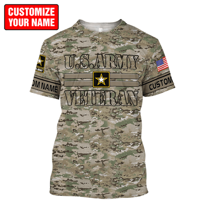 US Army Veteran Personalized Name 3D All Over Printed Unisex Hoodie