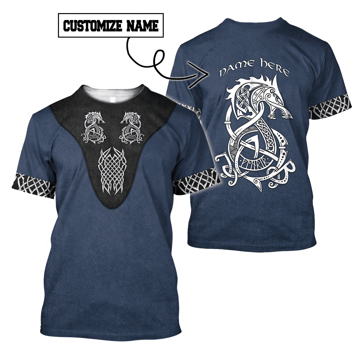 Customized Name Viking 3D All Over Printed Unisex Shirts