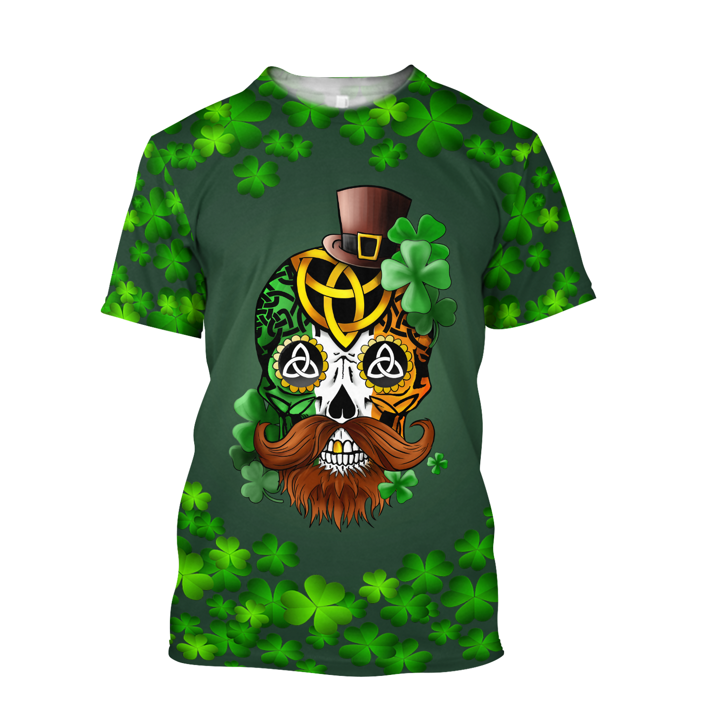 3D All Over Printed Irish Skull St Patrick Day Unisex Shirts XT