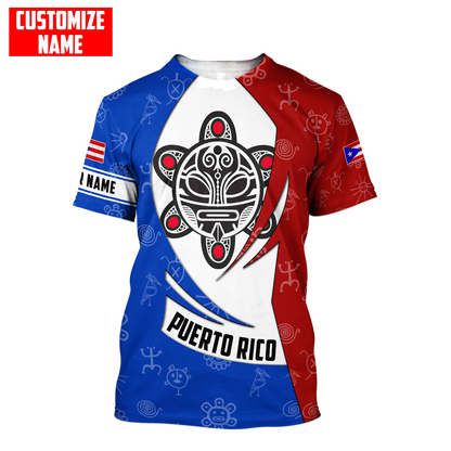 Customize Name Taino Tattoo Puerto Rico 3D All Over Printed Unisex Shirts