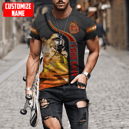 Customize Name Firefighter 3D All Over Printed Unisex Shirts