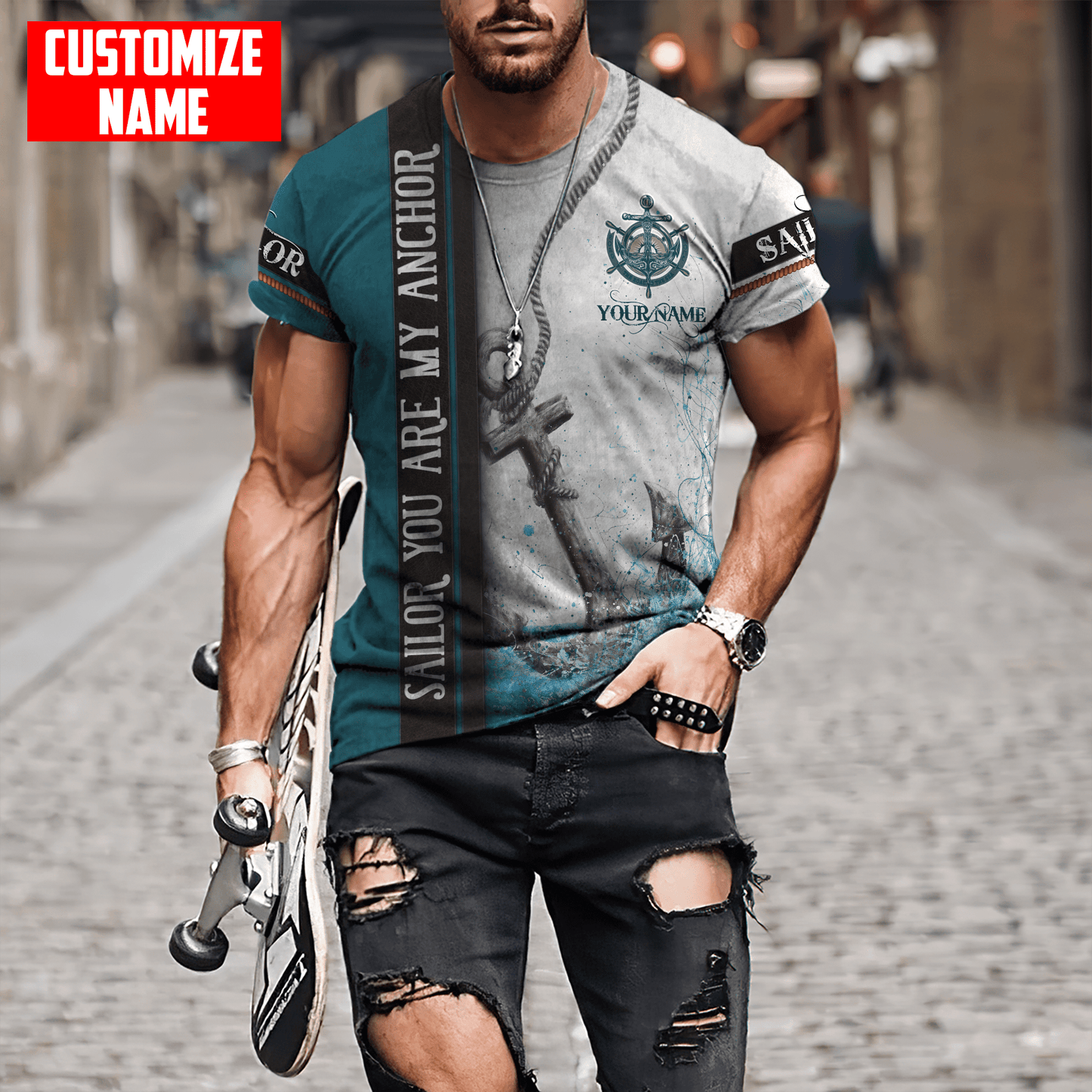 Customized Name Sailor You Are My Anchor 3D All Over Printed Shirts