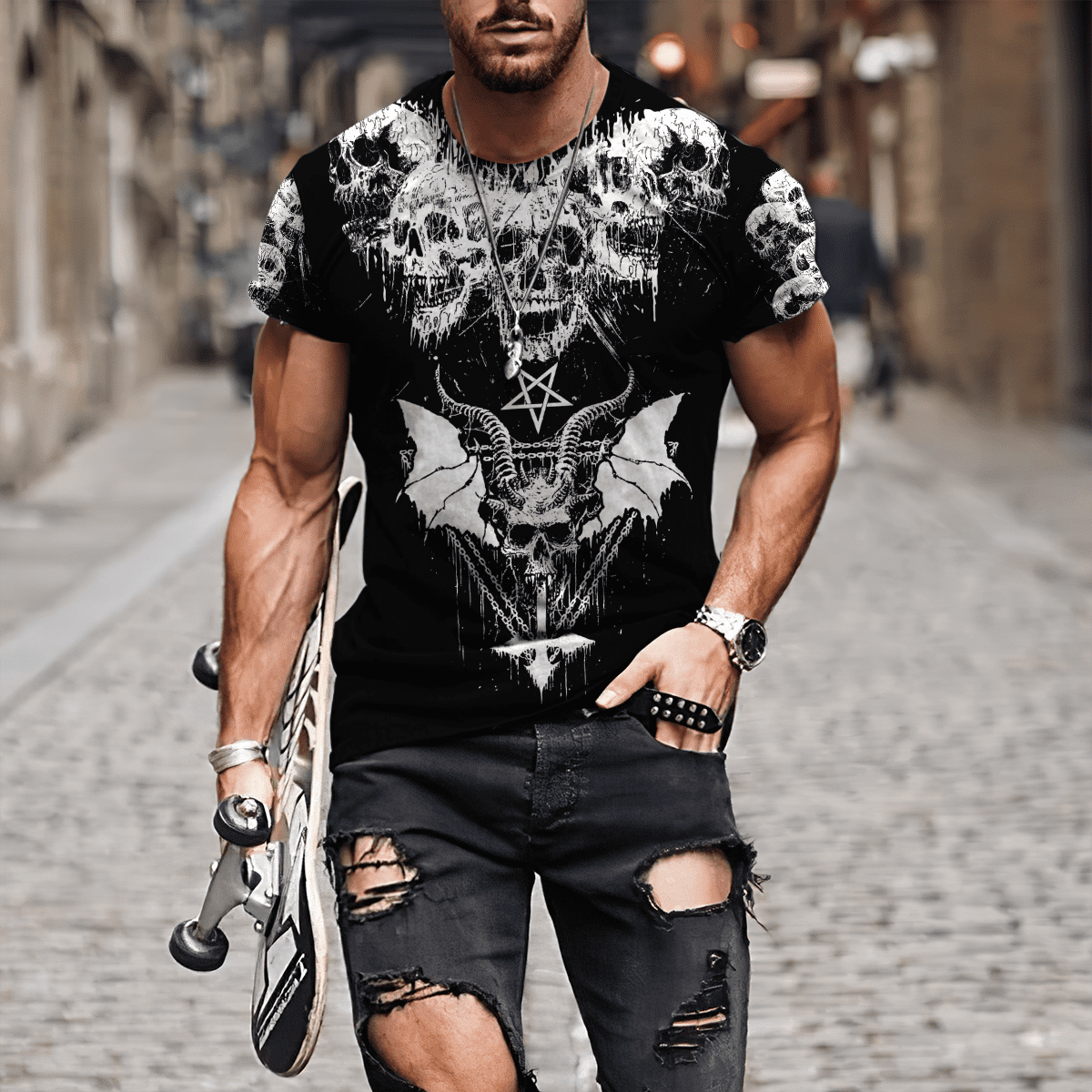 Dark Art Satanic With White Wings Hoodie For Men And Women
