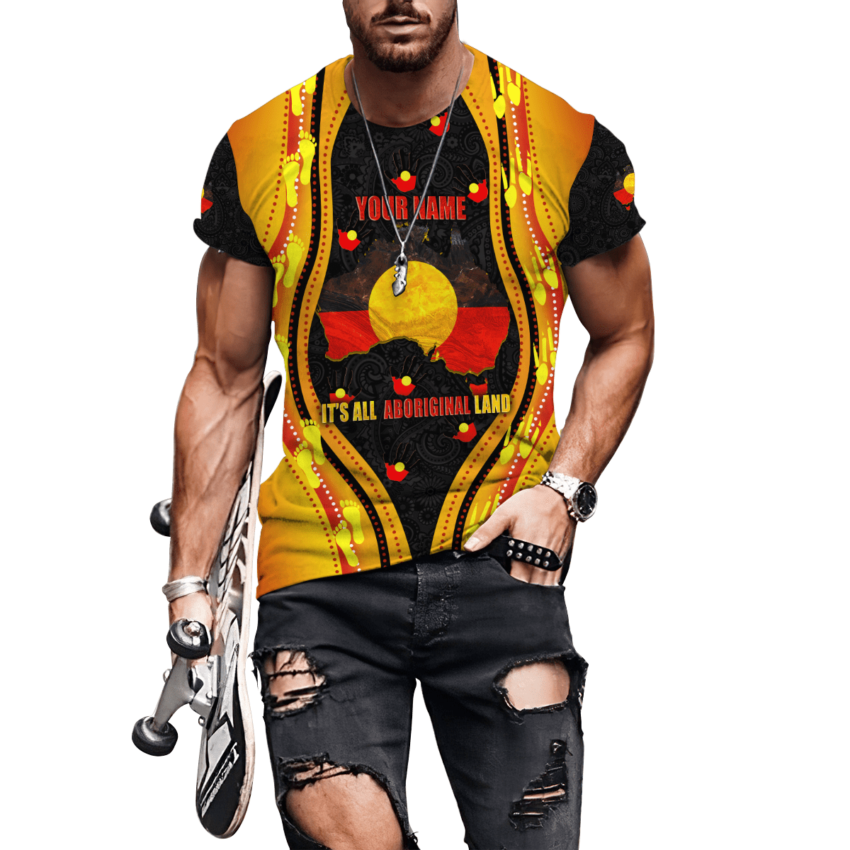 Custom name Proud to be Aboriginal Golden style 3d printed shirts