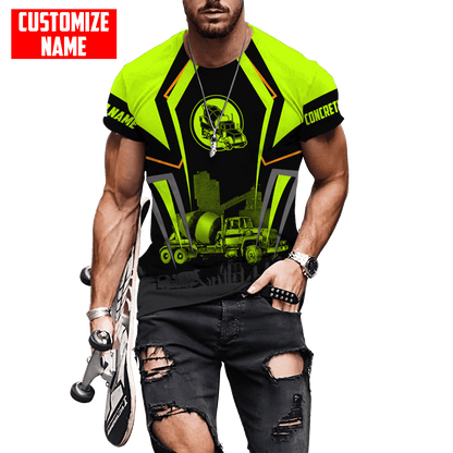 Concrete Mixer Green Customized name Concrete Finisher 3D Printed Shirts