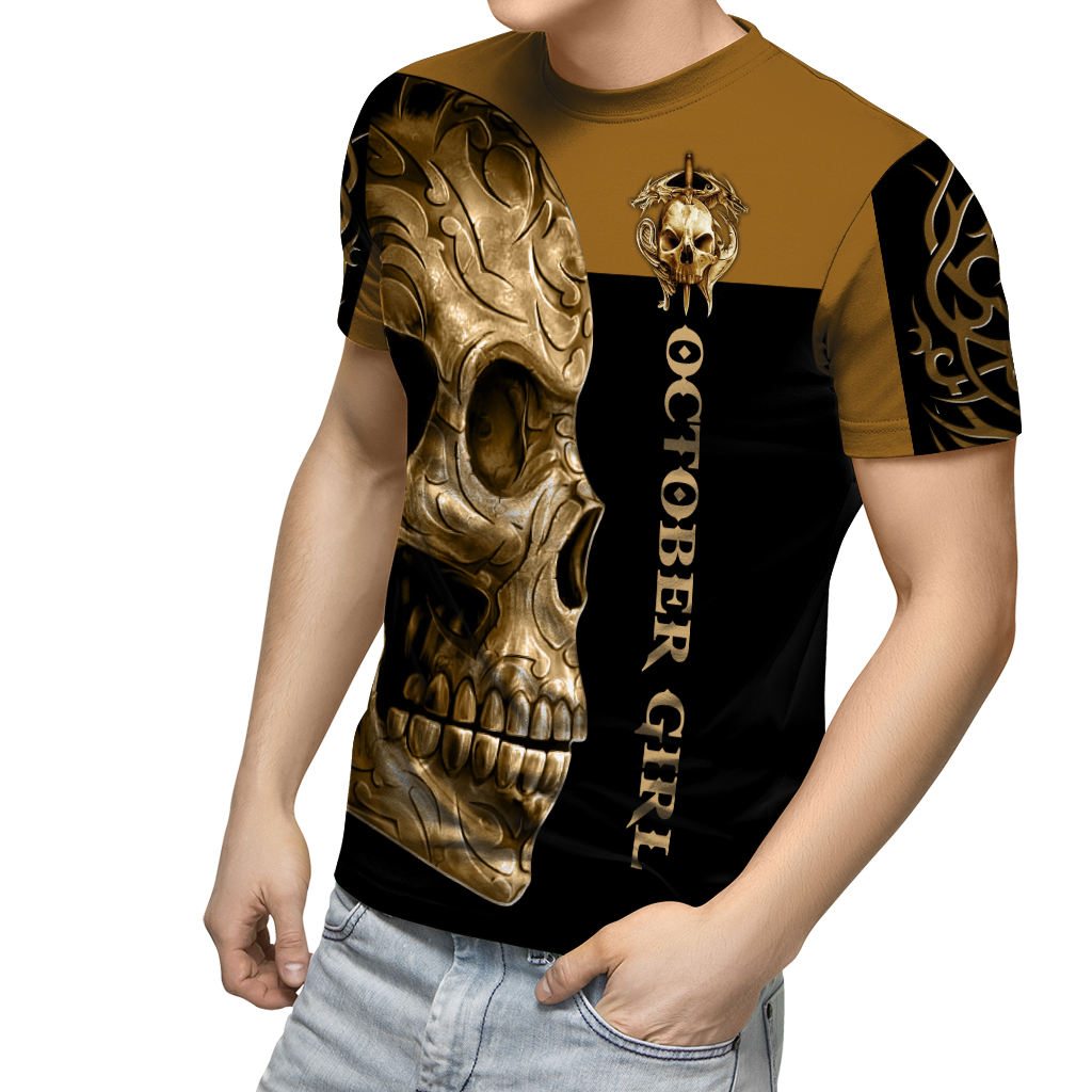 October Girl Skull 3D All Over Printed Shirts For Men and Women MH28062101