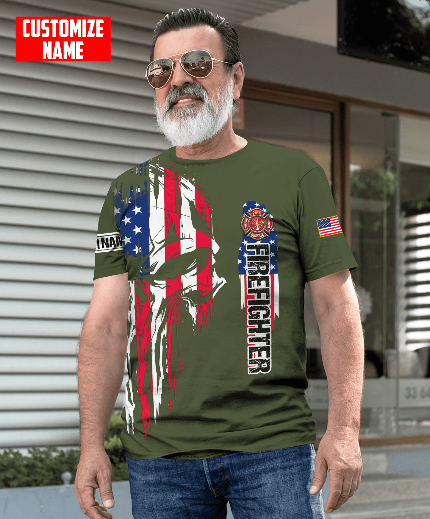 Customize Name Firefighter 3D All Over Printed Unisex Shirts
