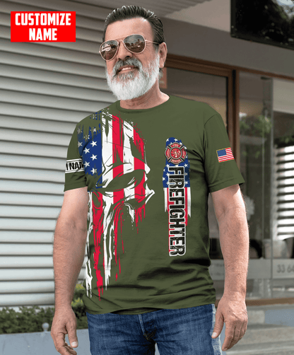 Customize Name Firefighter 3D All Over Printed Unisex Shirts