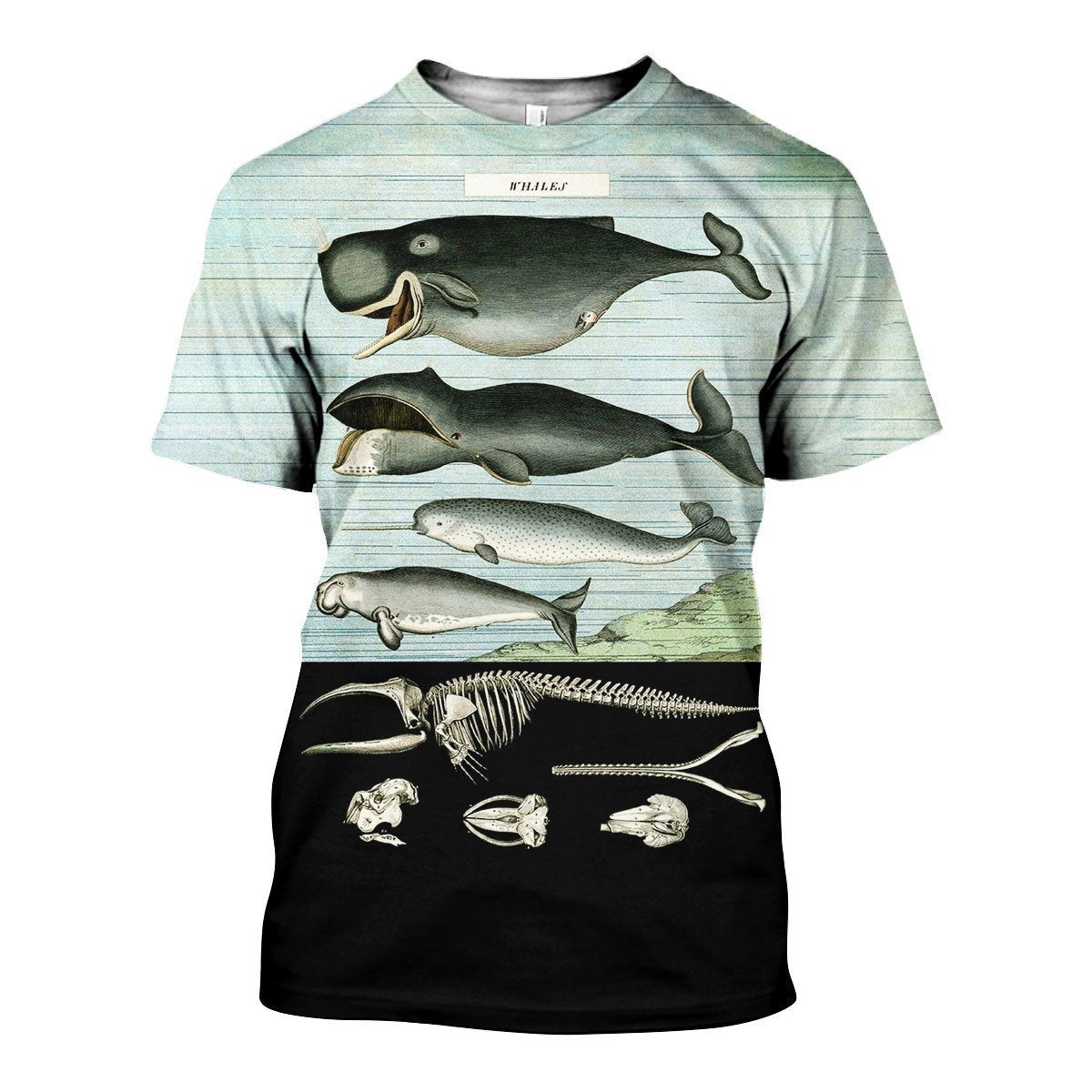 3D All Over Printed Vintage Whales Shirts And Shorts-Apparel-HP Arts-T-Shirt-S-Vibe Cosy™