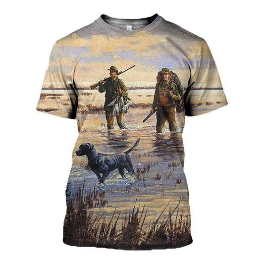 3D Printed Duck Hunting Painting Clothes-Apparel-HP Arts-T-Shirt-S-Vibe Cosy™