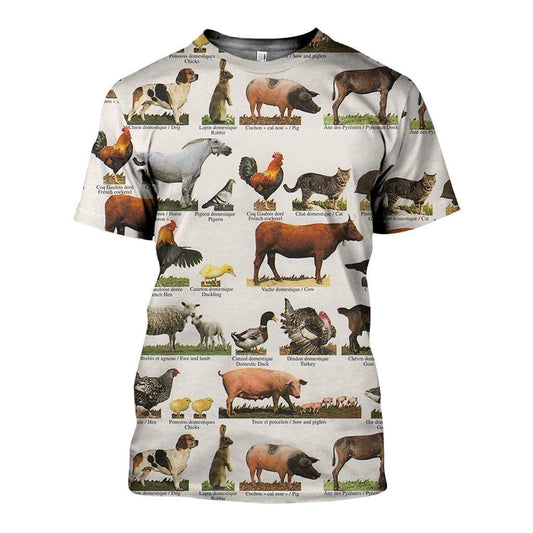 3D All Over Printed Farm Animals Shirts-Apparel-HP Arts-T-Shirt-S-Vibe Cosy™