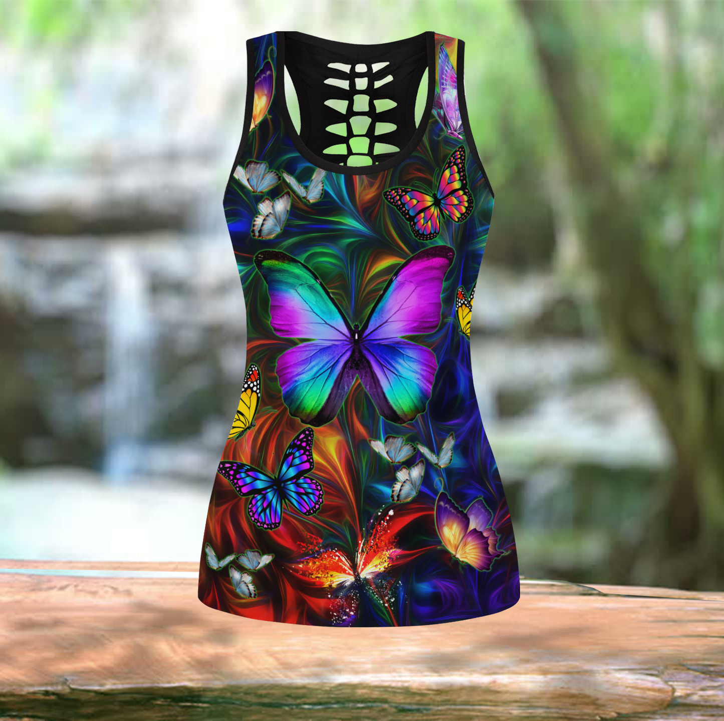 Colorful Butterfly Tattoo legging + hollow tank combo MH14112001