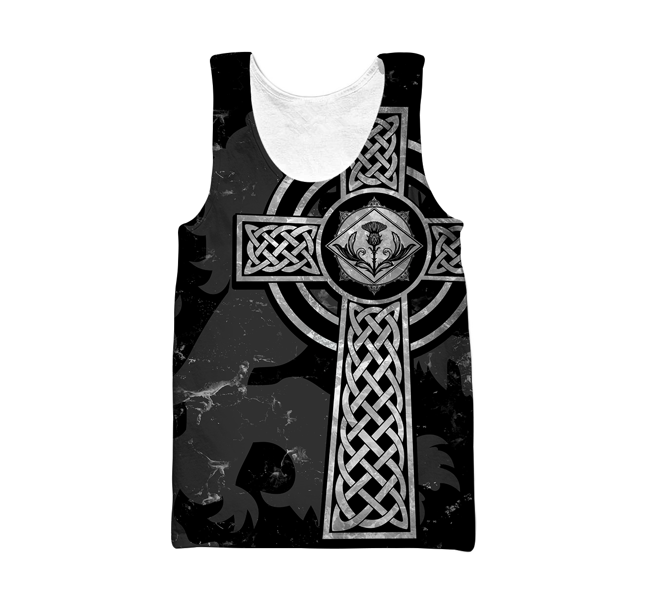 Scottish Thristle Celtic Cross grey-Apparel-PL8386-Tank Top-S-Vibe Cosy™
