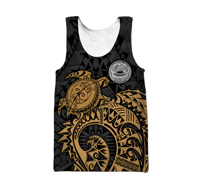 Samoa Polynesian Hoodie Gold Turtle Flowing 3d all over printed shirt and short for man and women AZ130201 PL-Apparel-PL8386-Tank top-S-Vibe Cosy™