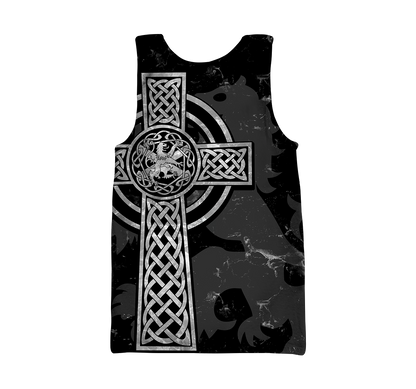 Scottish Lion Celtic Cross grey version Hoodie AZ210201-Apparel-PL8386-Hoodie-S-Vibe Cosy™