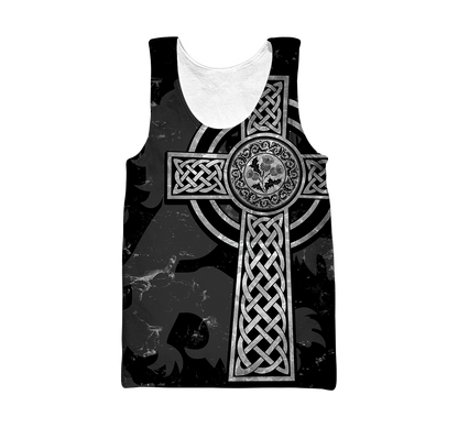 Scottish Thristle Celtic Cross grey ver1 Hoodie AZ210202-Apparel-PL8386-Tank Top-S-Vibe Cosy™