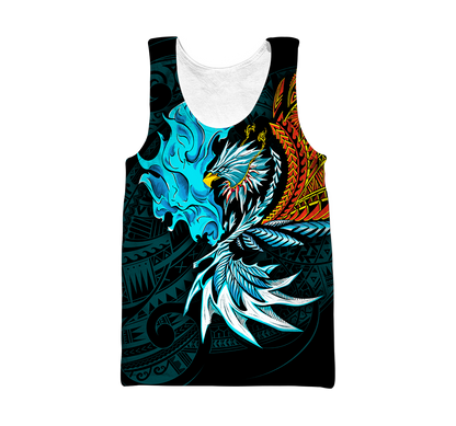 Amazing Eagle Warrior Polynesian 3D Tattoo Unisex Deluxe Hoodie ML