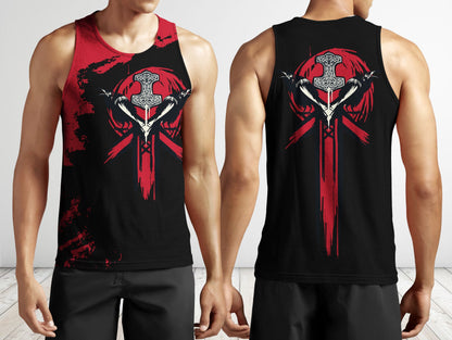 Viking Hoodie - Mjolnir (Thor's hammer)-Apparel-HP Arts-Men's Tank Top-S-Vibe Cosy™