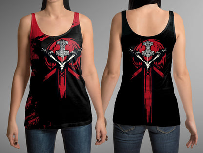 Viking Hoodie - Mjolnir (Thor's hammer)-Apparel-HP Arts-Women's Tank Top-S-Vibe Cosy™