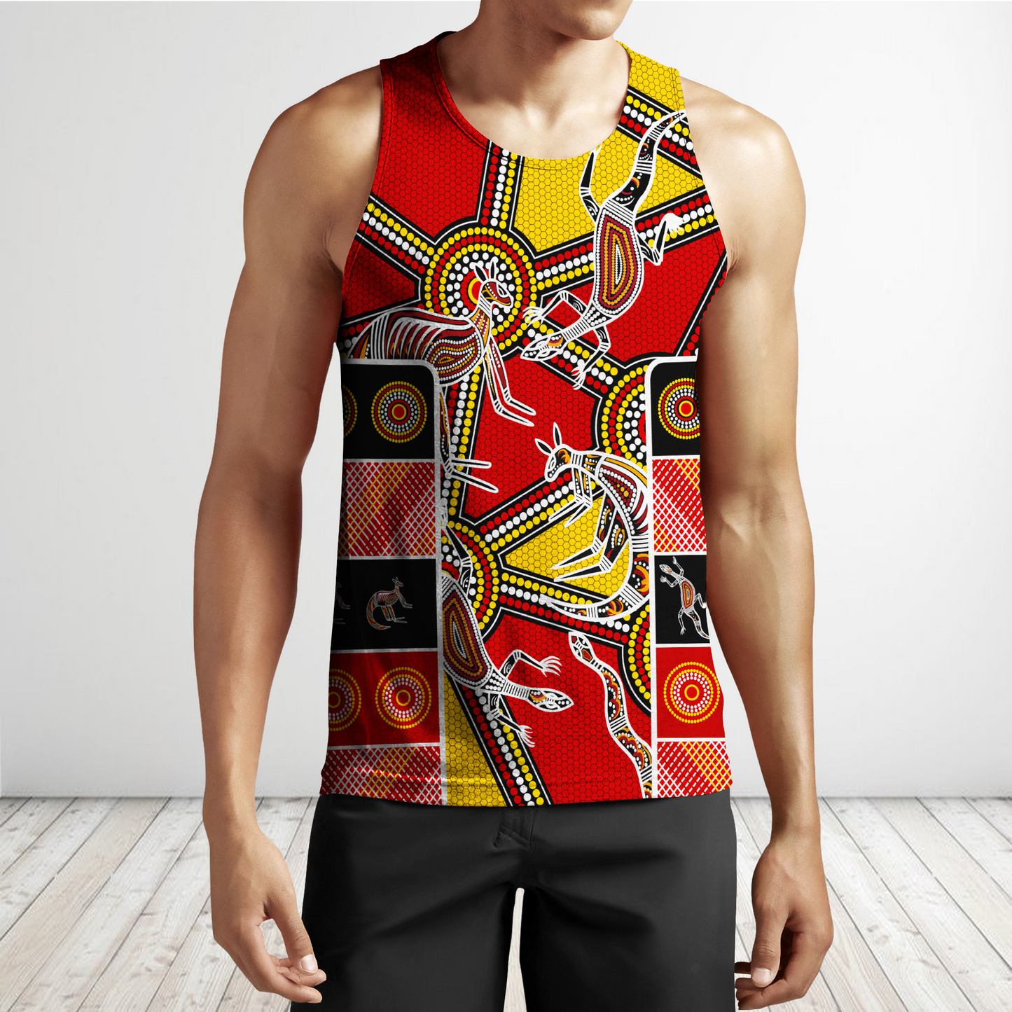 Aboriginal Kangaroo Dot Painting Patterns Shirt for Men and Women