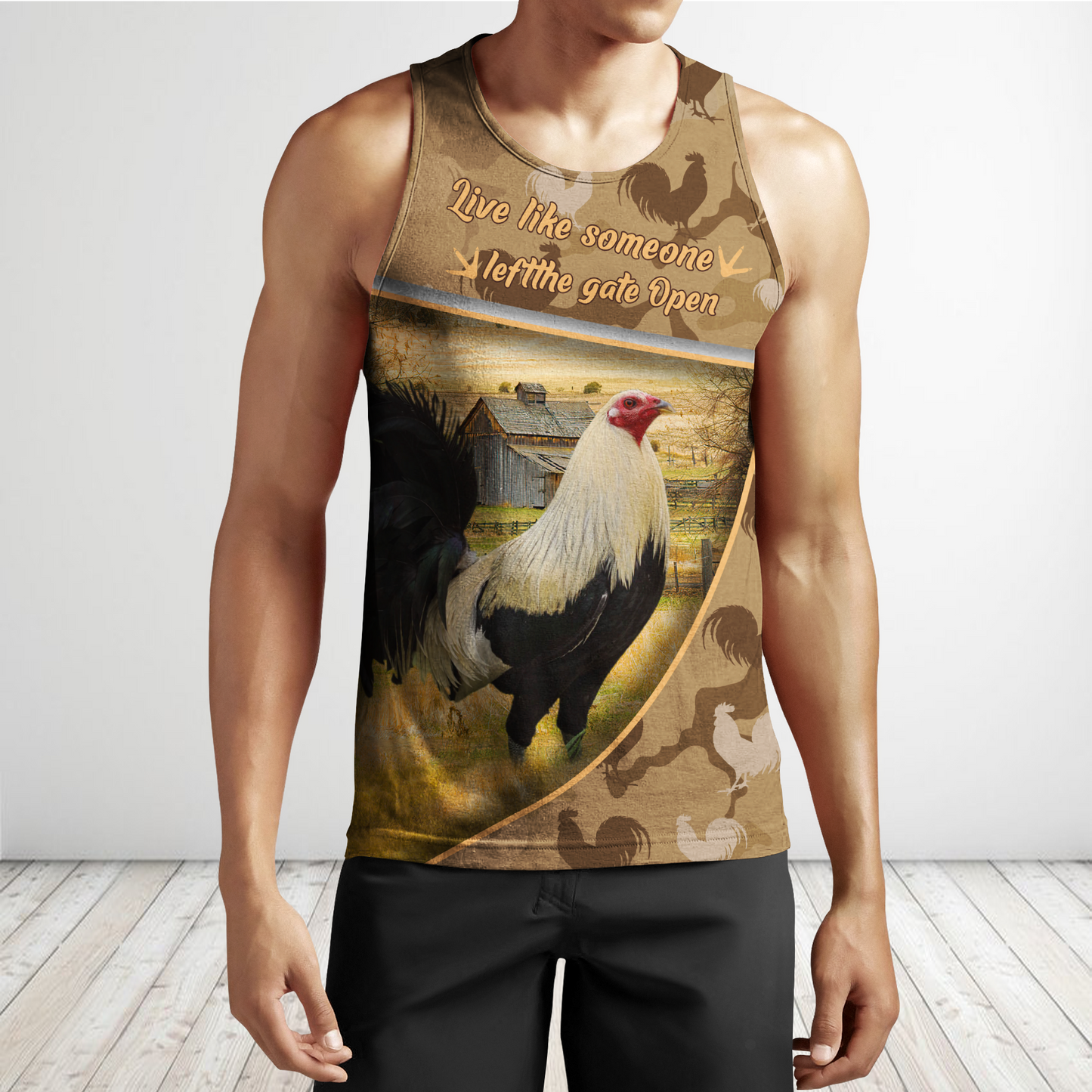 Rooster All Over Printed Unisex Deluxe Hoodie ML