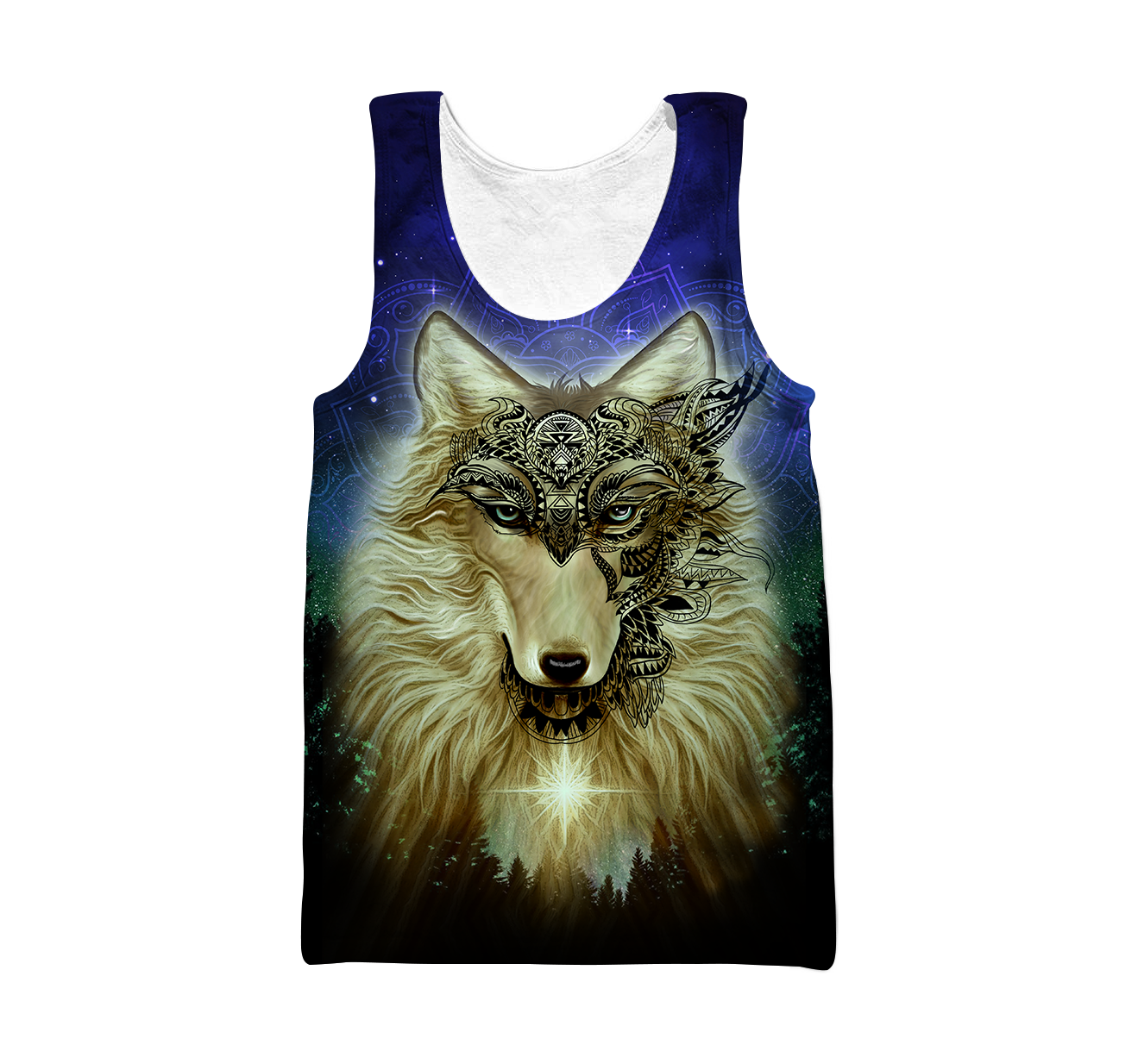 Native Wolf Mandala Pattern All Over Printed Unisex Deluxe Hoodie ML