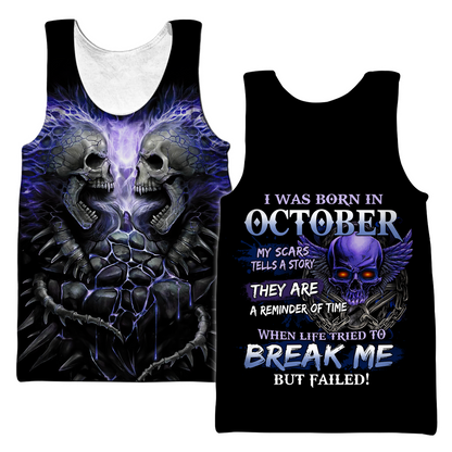 October Guy Skull 3D All Over Printed Shirts Pi24102010ST