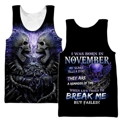 November Guy Skull 3D All Over Printed Shirts Pi24102011ST