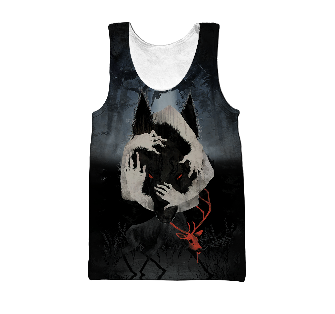 Crazy Wolf All Over Printed Unisex Deluxe Hoodie ML