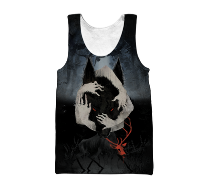Crazy Wolf All Over Printed Unisex Deluxe Hoodie ML