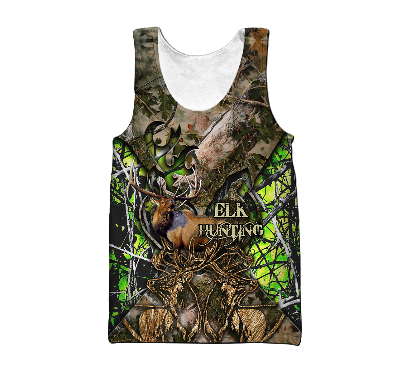Elk Hunting Camo 3D Over Printed Unisex Deluxe Hoodie ML