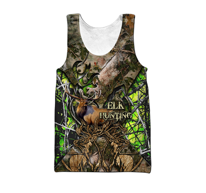 Elk Hunting Camo 3D Over Printed Unisex Deluxe Hoodie ML