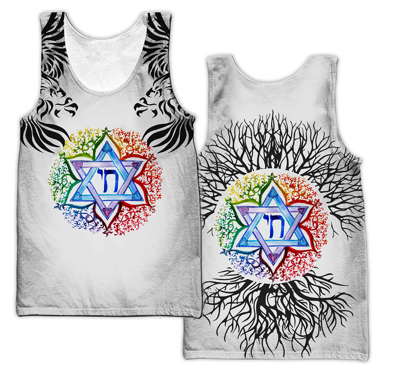 Premium Jewish Chai Symbol Star Of David All Over Printed Shirts For Hanukkah MEI
