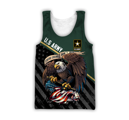 US Veteran Army Green 3D All Over Printed Shirts For Men And Women