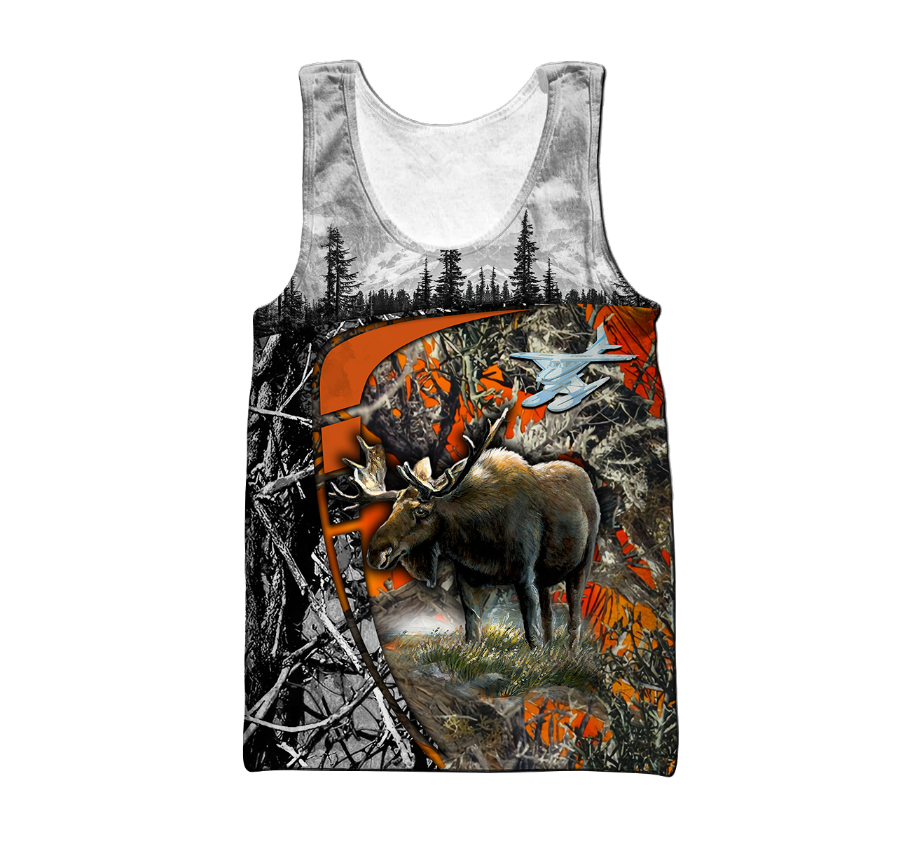 Moose Hunting Camo 3D Over Printed Unisex Deluxe Hoodie ML