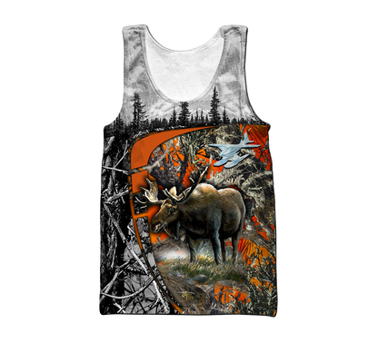 Moose Hunting Camo 3D Over Printed Unisex Deluxe Hoodie ML