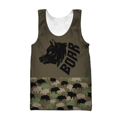 Boar Hunting Dark Green Camo 3D All Over Print  Hoodie
