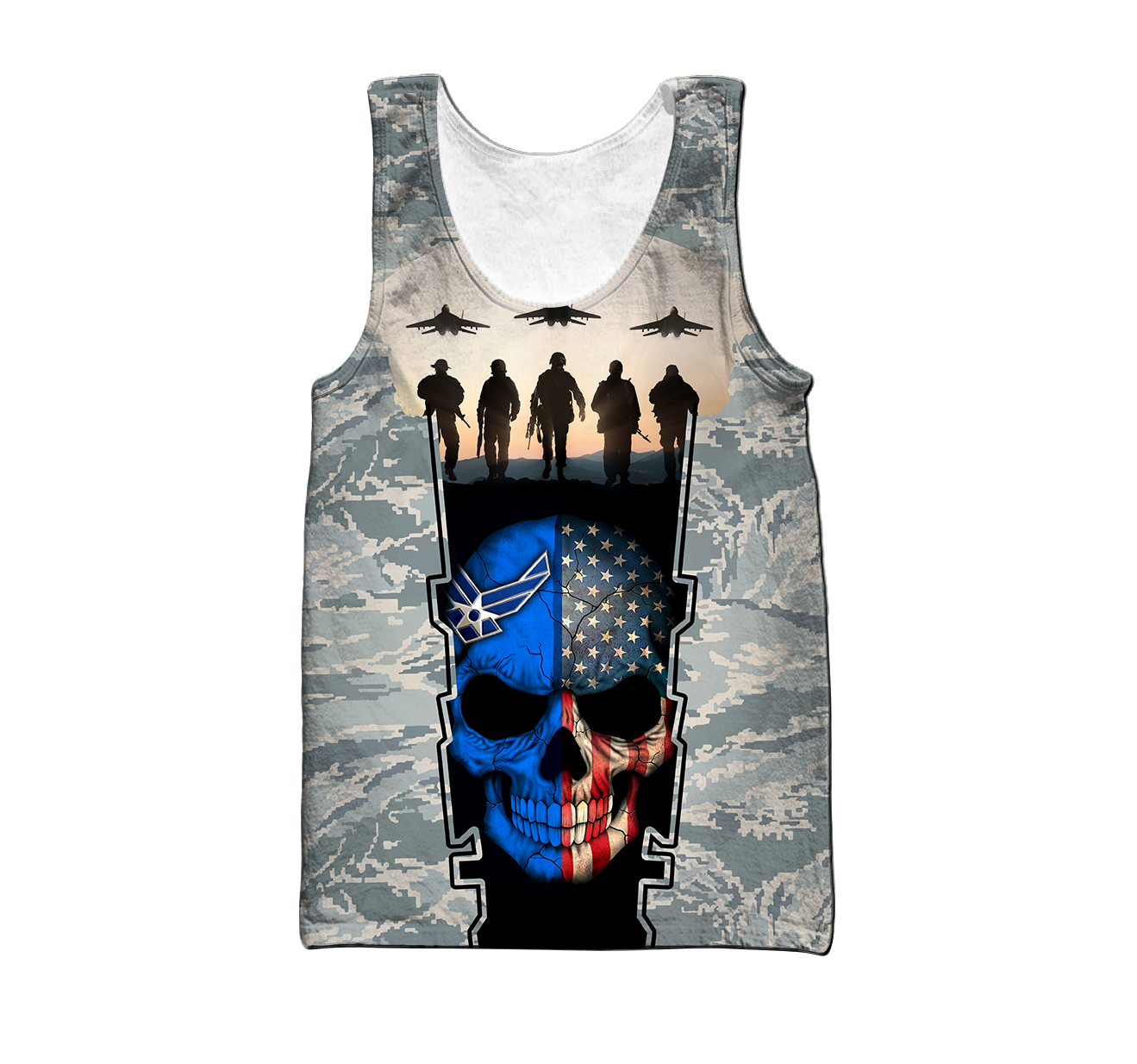 US Air Force skull 3d all over printed for man and women Pi270203 PL-Apparel-PL8386-Tank top-S-Vibe Cosy™