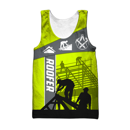 The Roofer Man Green 3D All Over Printed Shirts For Men